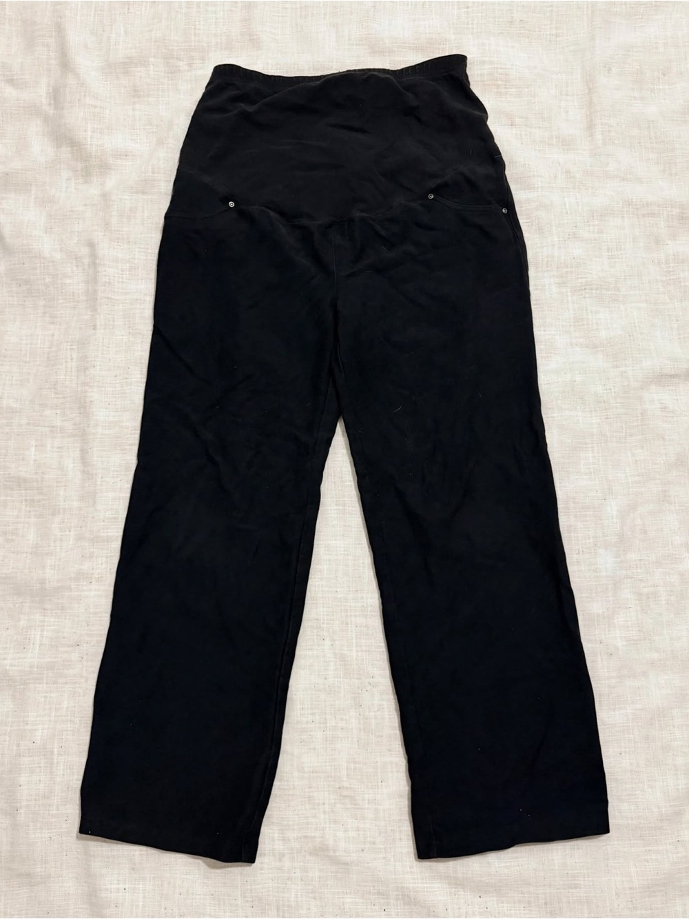 TIME AND TRU Maternity Black Over Belly Panel Pants Straight Leg Size L 12-14